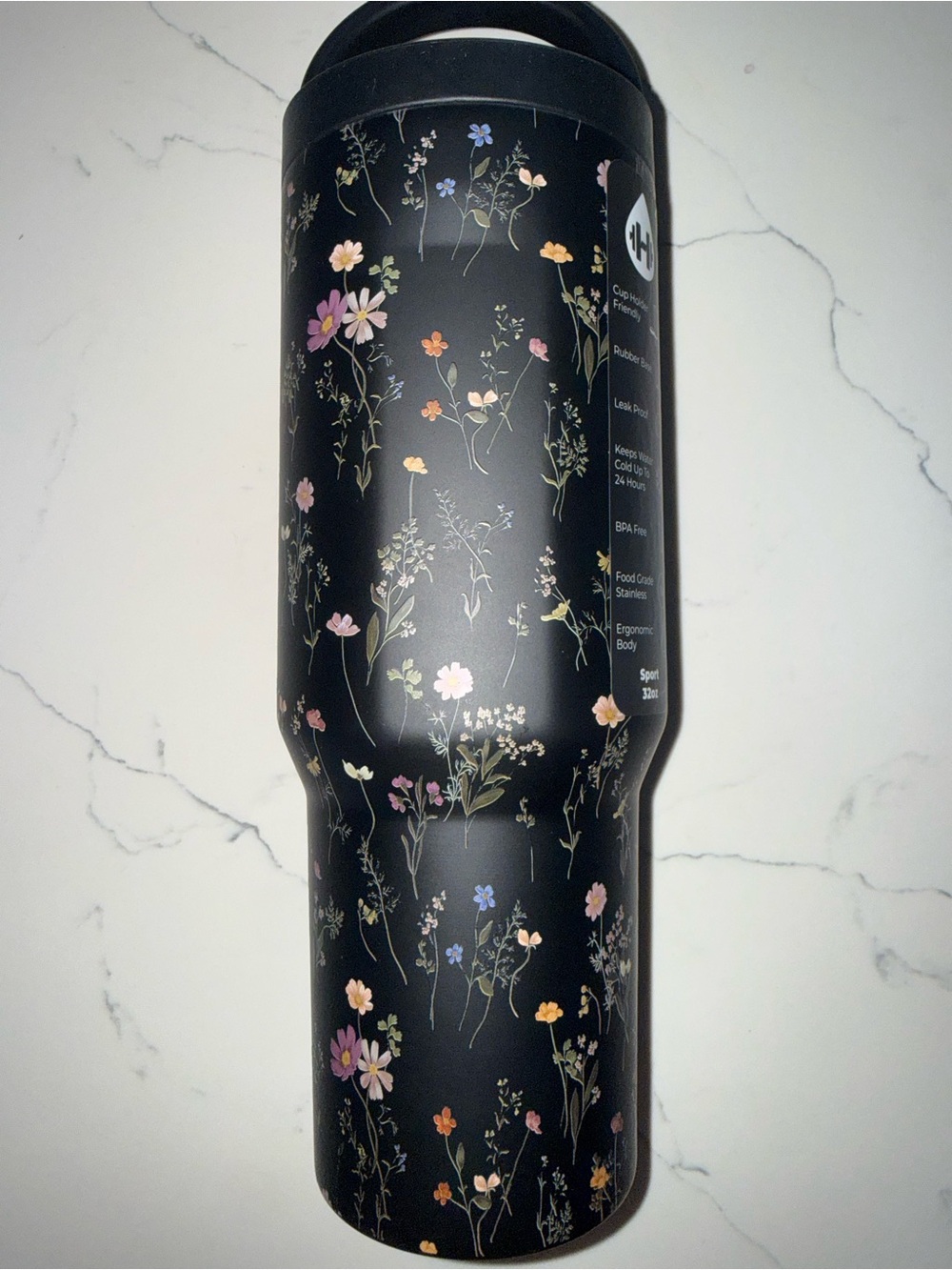 Hydrojug 32 Oz sport bottle midnight Floral